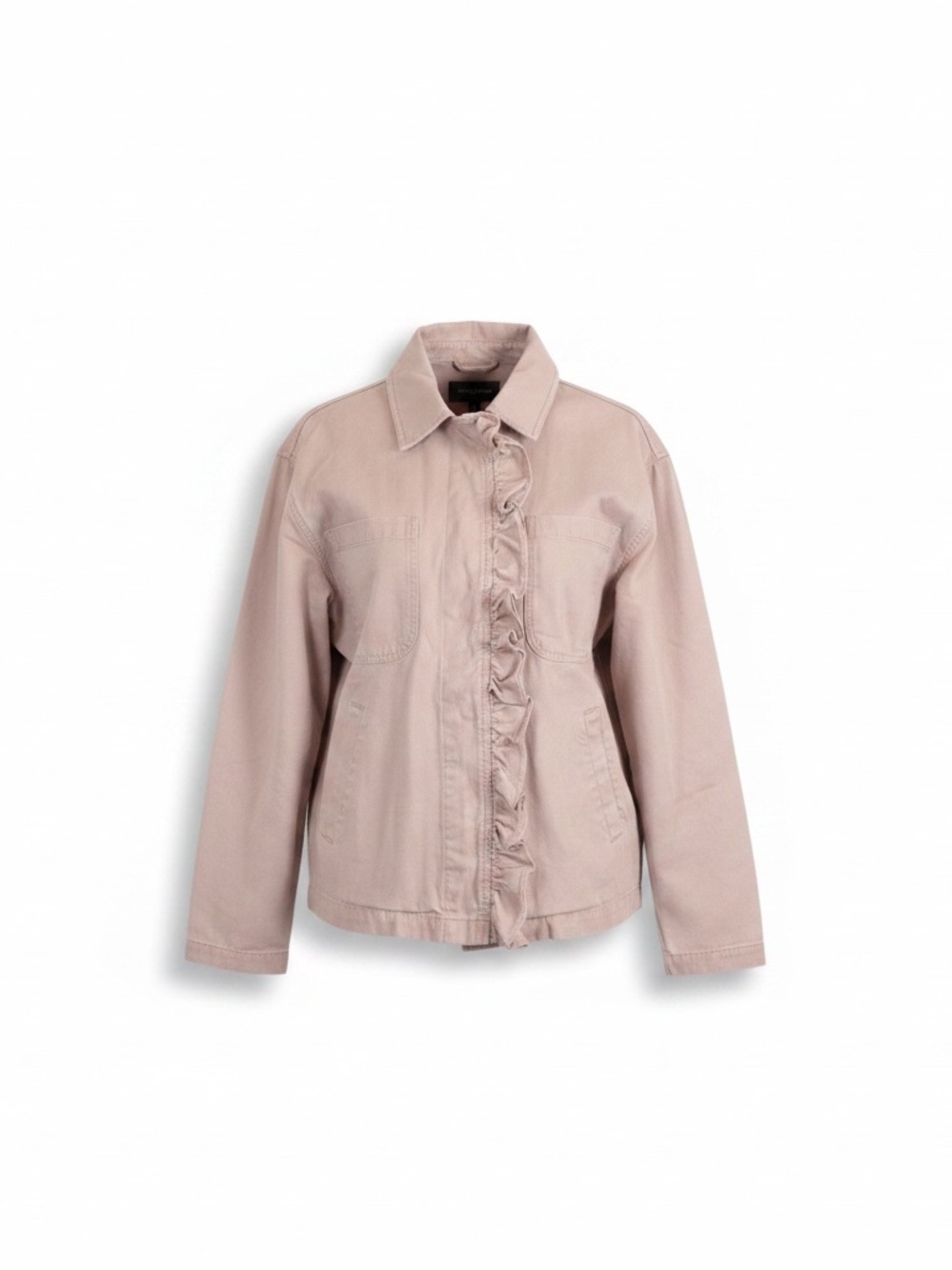 ASOS‎ 10 Women’s pink ruffle hidden snap 100% cotton canvas light weight jacket